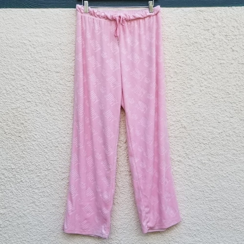 Juicy by Juicy Couture light pink velour track pants with logo print medium